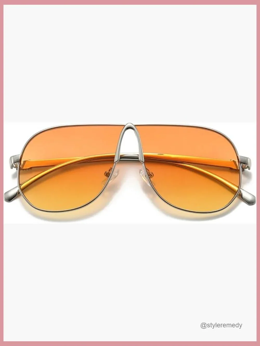 Retro 70s Oversized Aviator Sunglasses Metal Frame UV400 Protection